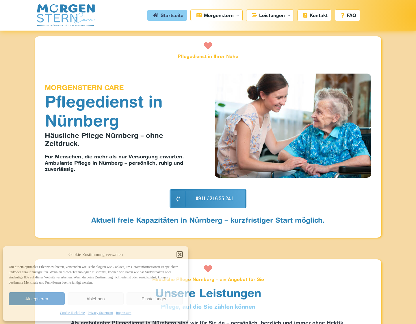 Aktuelle Website-Vorschau von Morgenstern Care - Pflegedienst Nürnberg
