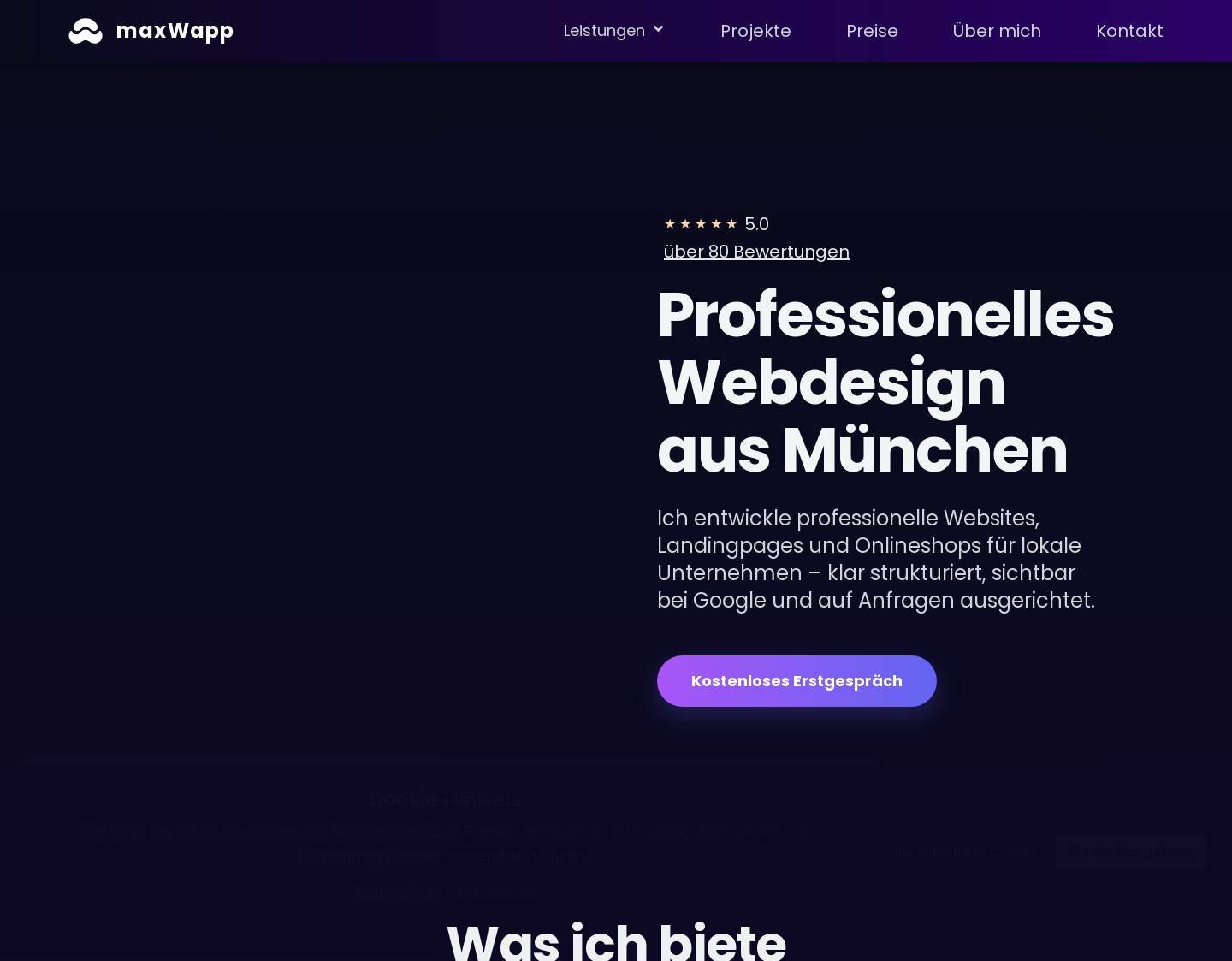 Aktuelle Website-Vorschau von maxWapp – Webentwicklung & Design aus München
