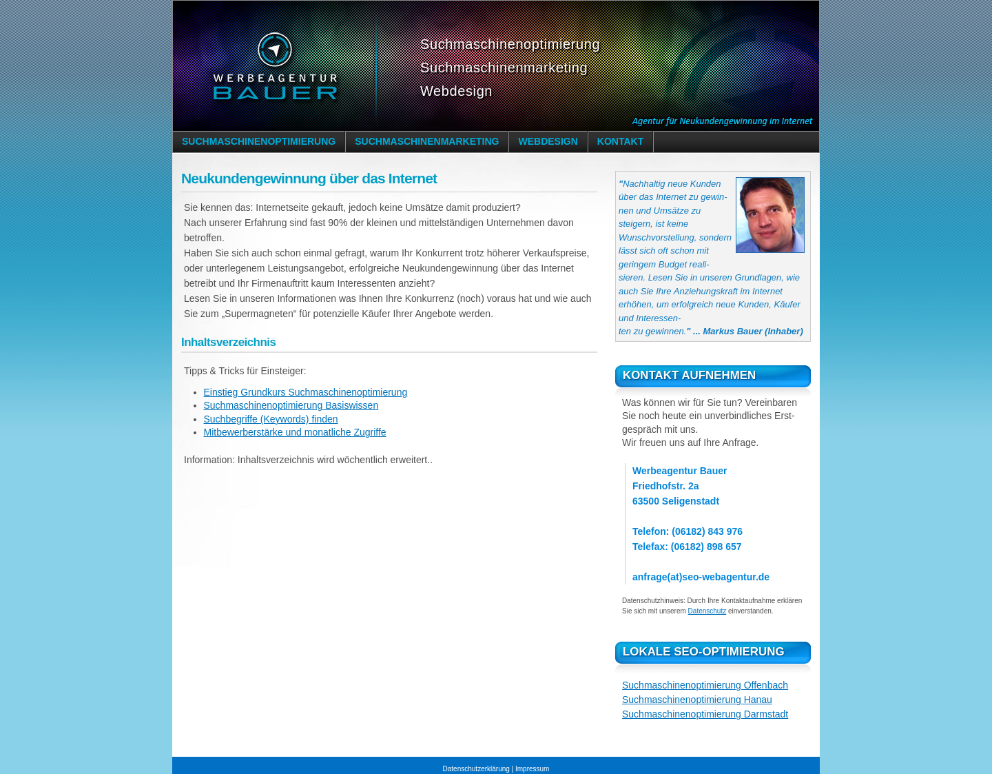 Aktuelle Website-Vorschau von Werbeagentur Bauer - Webdesign, SEO