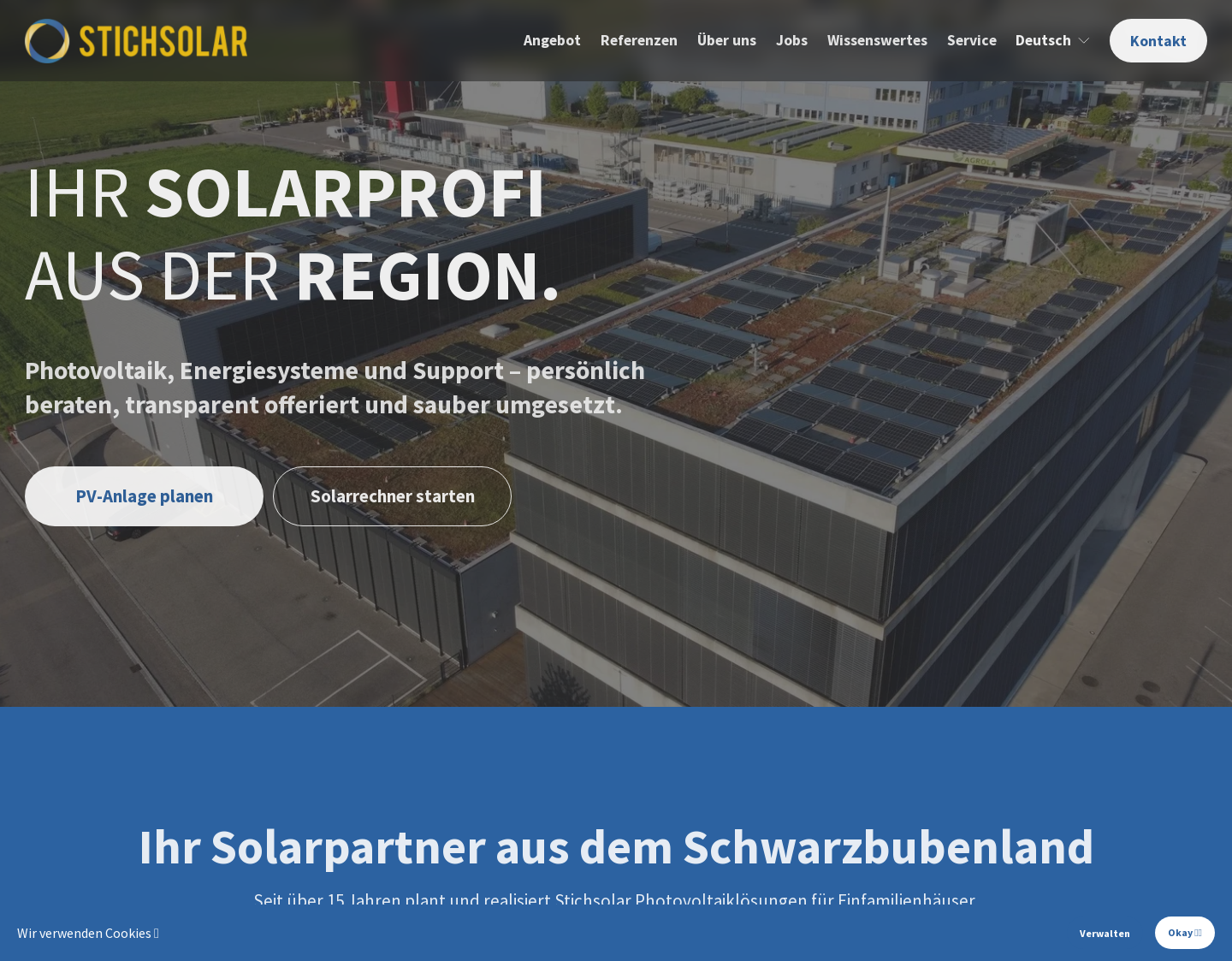 Aktuelle Website-Vorschau von Stichsolar - Solarprofi aus der Region Basel