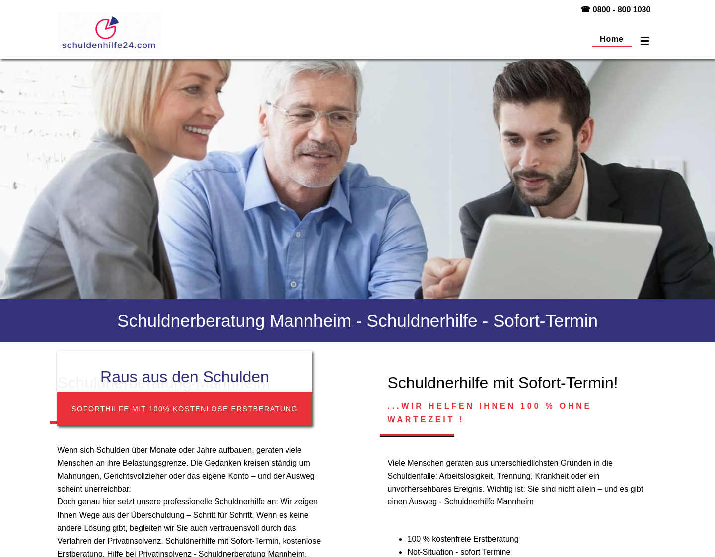 Aktuelle Website-Vorschau von Schuldnerberatung Mannheim