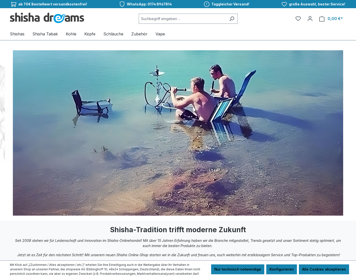Aktuelle Website-Vorschau von Shisha Shop