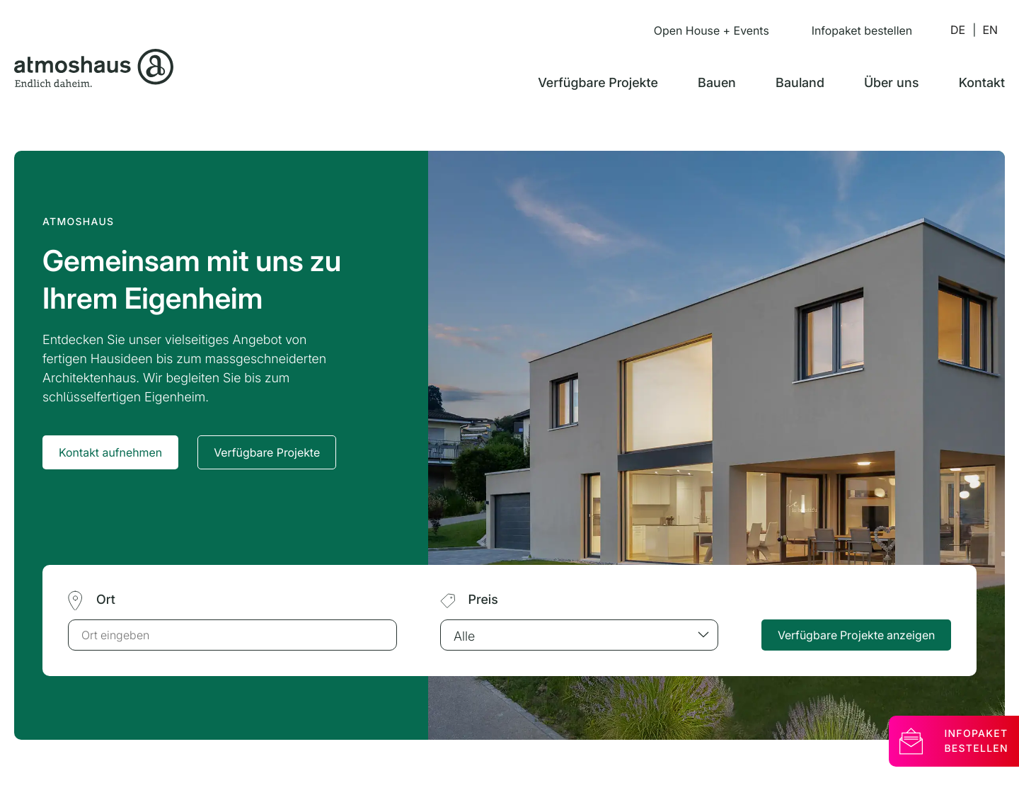 Aktuelle Website-Vorschau von Atomhaus AG