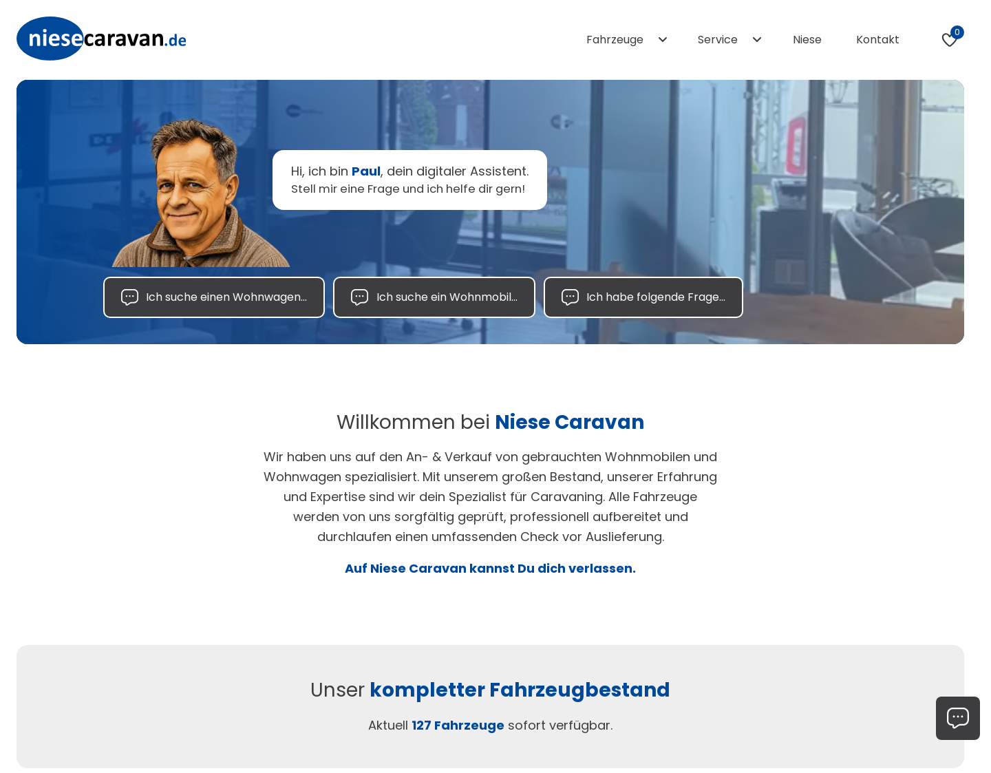 Aktuelle Website-Vorschau von NIESE CARAVAN GmbH & Co. KG