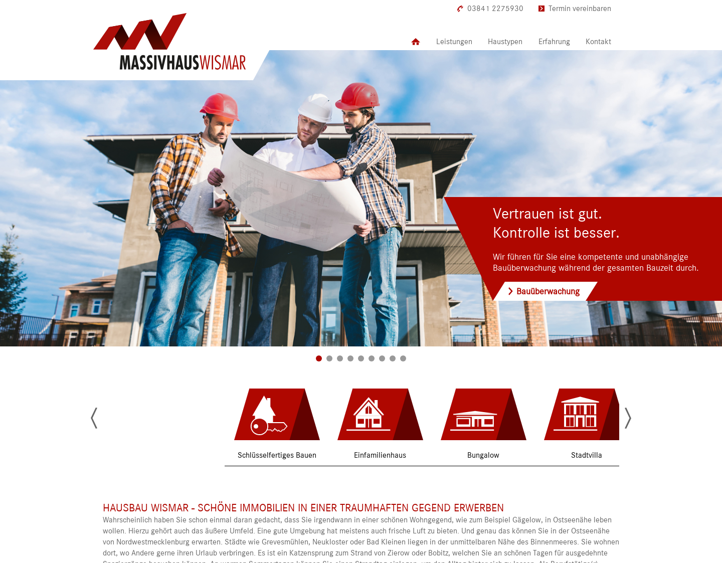 Aktuelle Website-Vorschau von Massivhaus Wismar