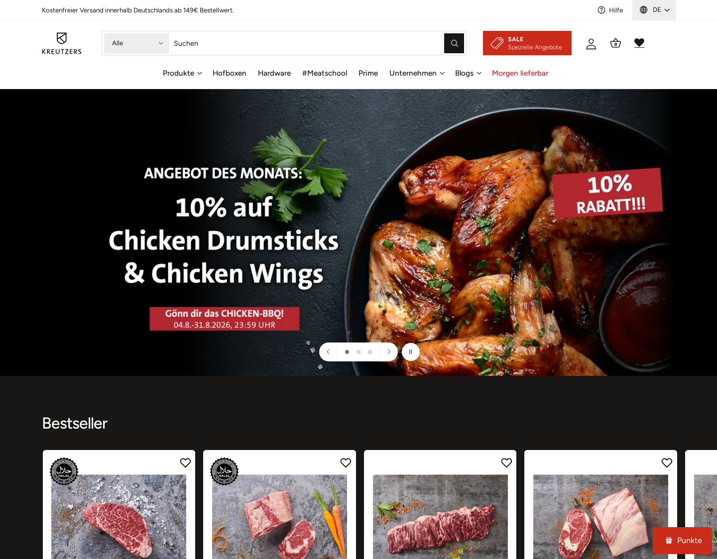 Aktuelle Website-Vorschau von Kreutzers Steakkultur GmbH
