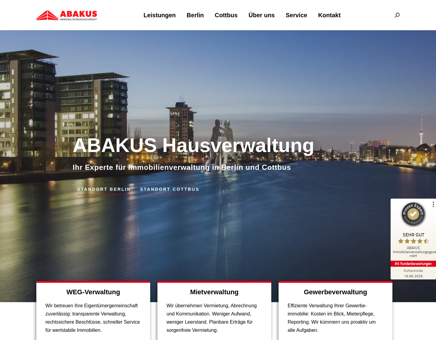 Aktuelle Website-Vorschau von Abakus Immobilienverwaltungsgesellschaft mbH