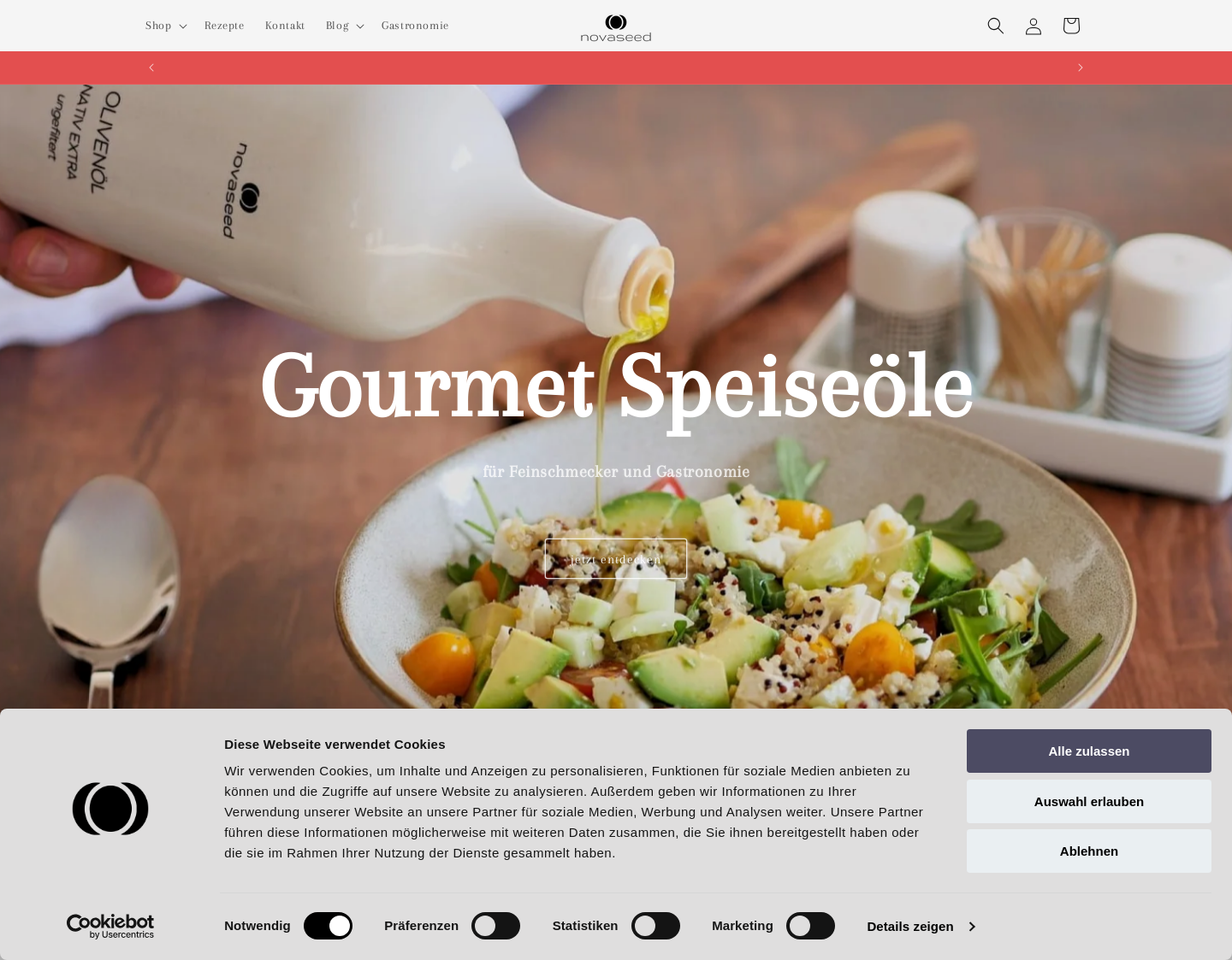Aktuelle Website-Vorschau von Hochwertige kaltgepresste Speiseöle