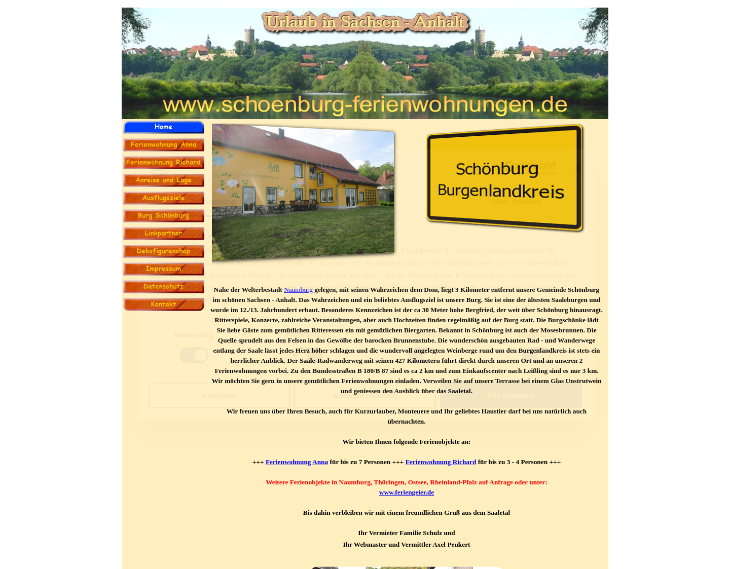Aktuelle Website-Vorschau von Urlaub und Erholung in Sachsen - Anhalt