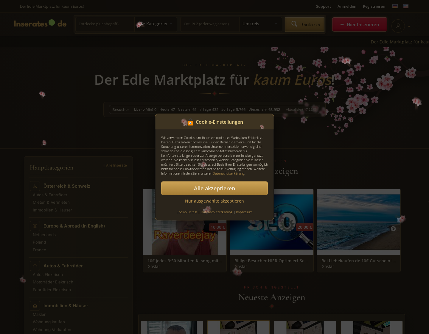 Aktuelle Website-Vorschau von Inserates
