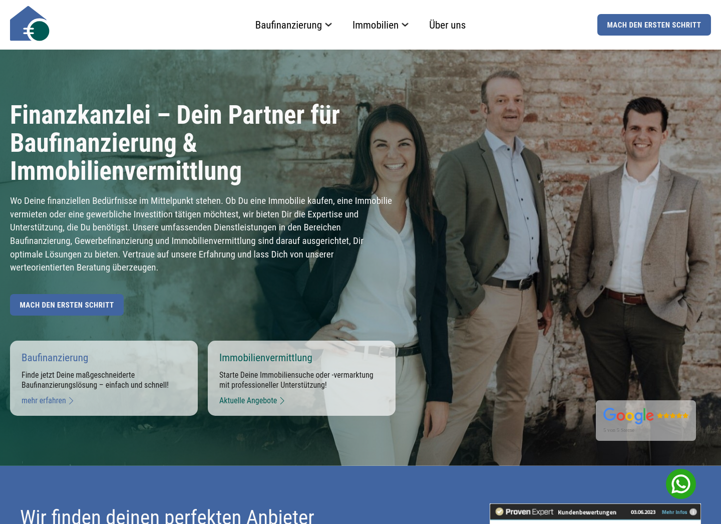 Aktuelle Website-Vorschau von Finanzkanzlei Hintermair
