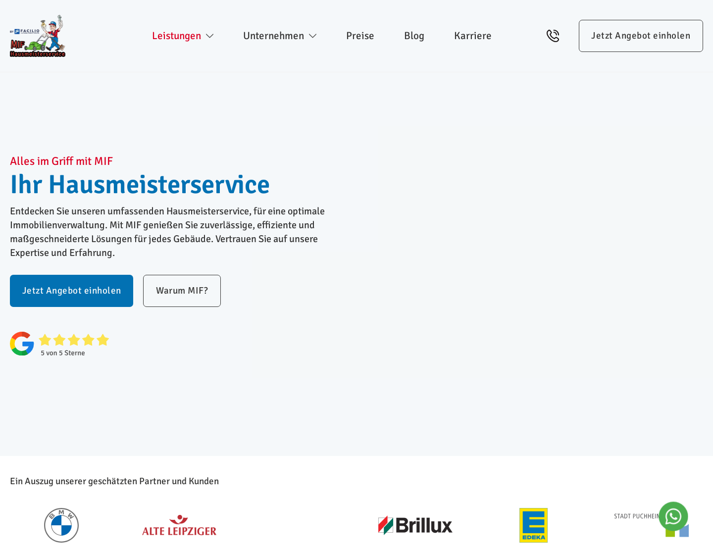 Aktuelle Website-Vorschau von MIF-Hausmeisterservice