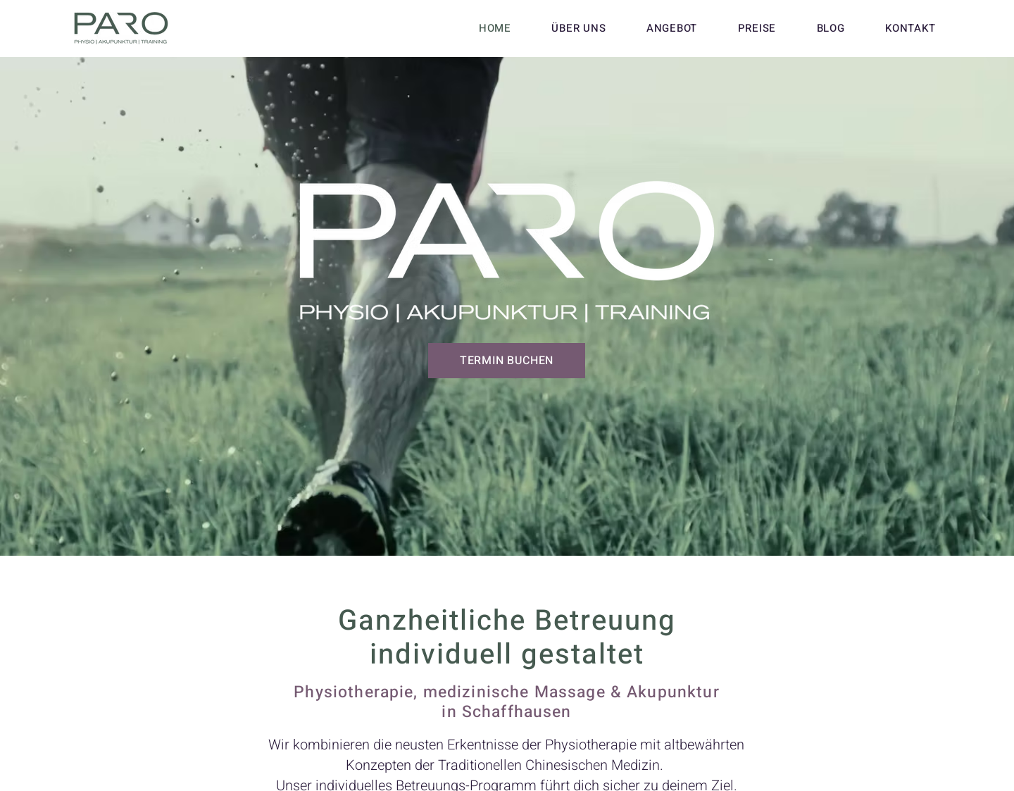 Aktuelle Website-Vorschau von Paro Therapie GmbH