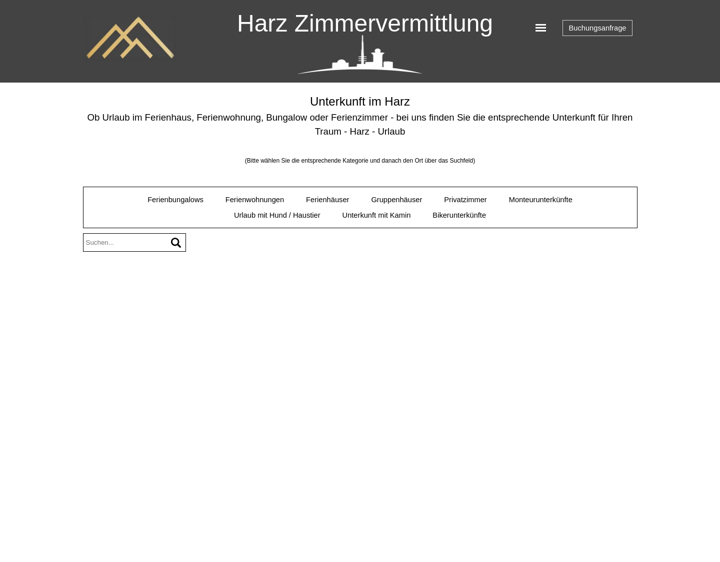 Aktuelle Website-Vorschau von Harz Zimmervermittlung