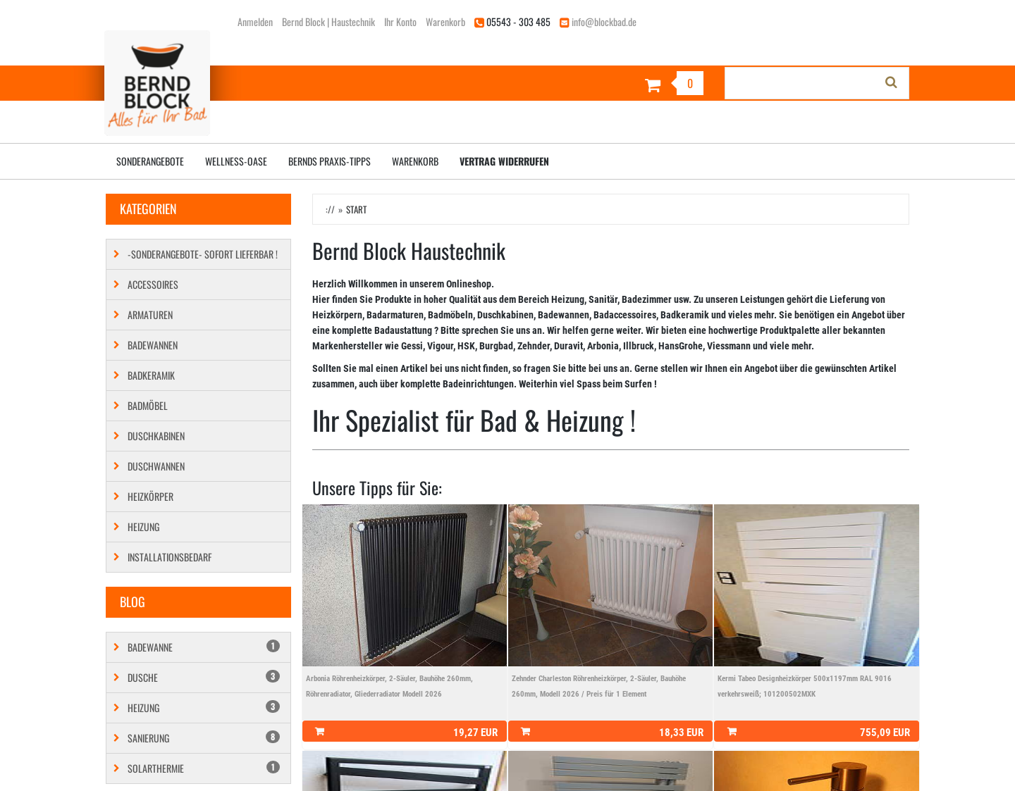 Aktuelle Website-Vorschau von Badezimmer Möbel, Armaturen und Accessoires
