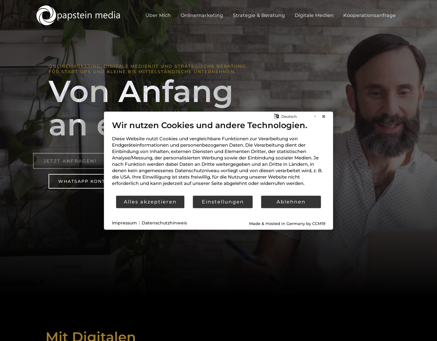Aktuelle Website-Vorschau von Papstein Media