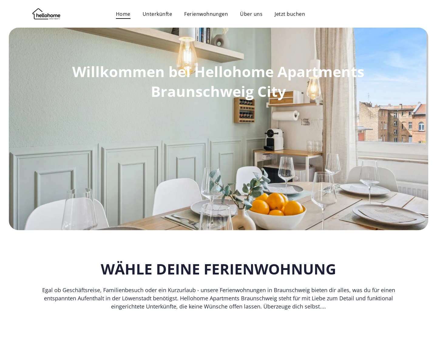Aktuelle Website-Vorschau von Hellohome Apartments Braunschweig