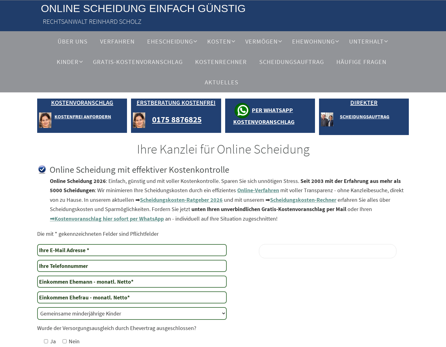 Aktuelle Website-Vorschau von Online Scheidung