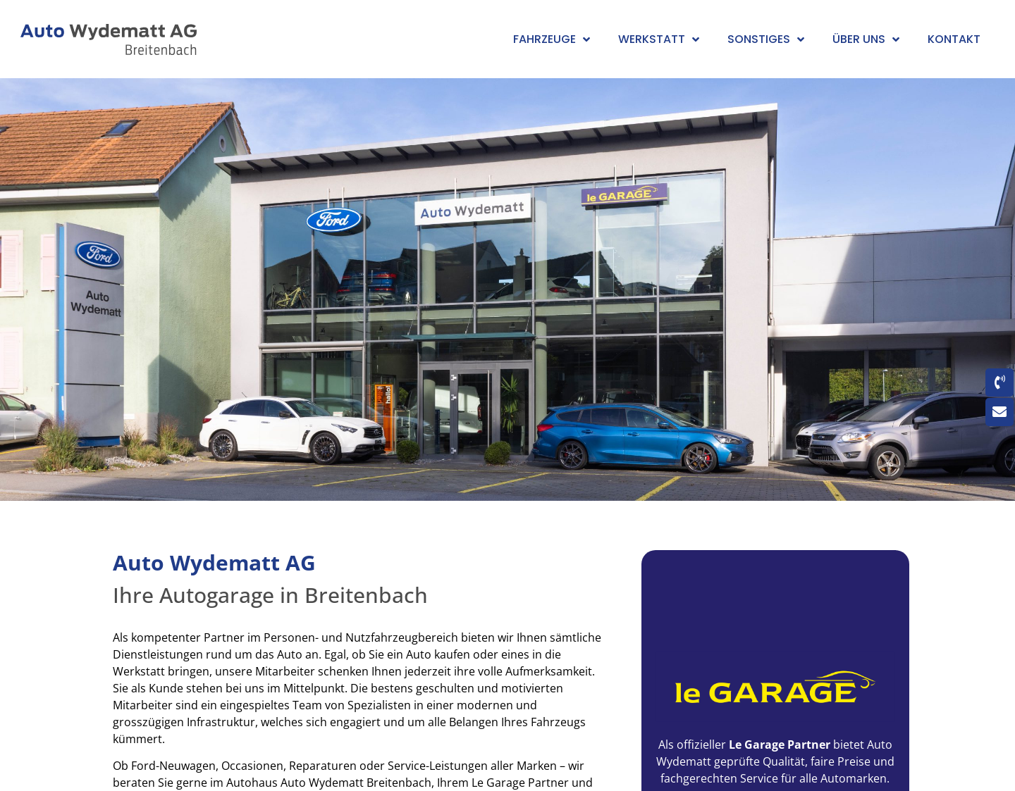 Aktuelle Website-Vorschau von Auto Wydematt AG - Autogarage in Breitenbach