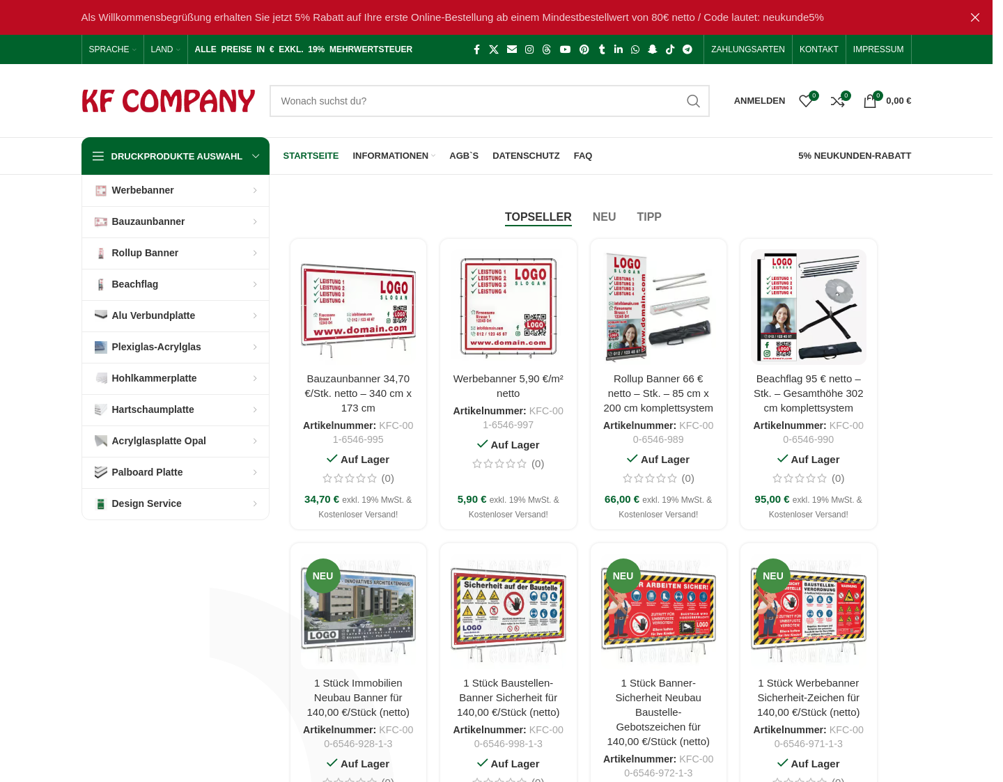 Aktuelle Website-Vorschau von KF Company