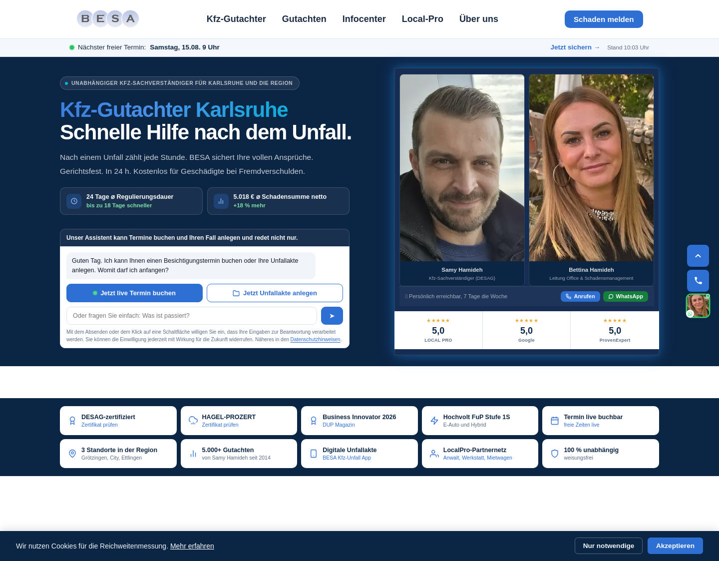 Aktuelle Website-Vorschau von BESA Kfz-Gutachter e.K.