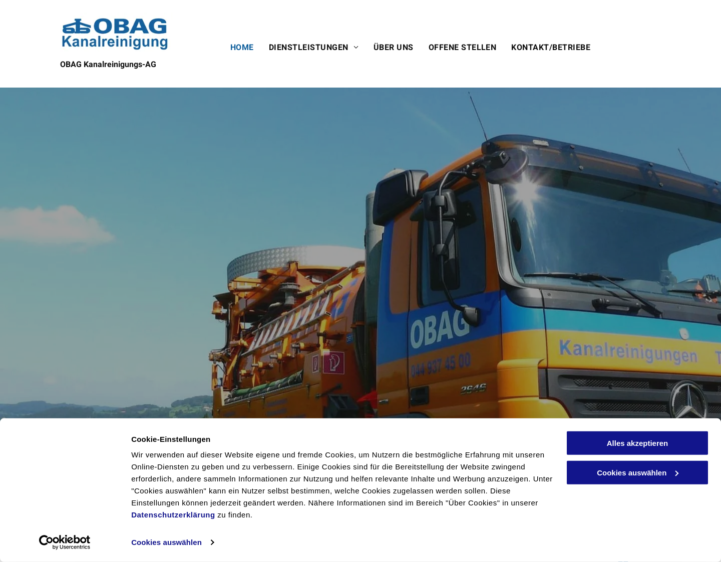 Aktuelle Website-Vorschau von OBAG Kanalreinigungs-AG
