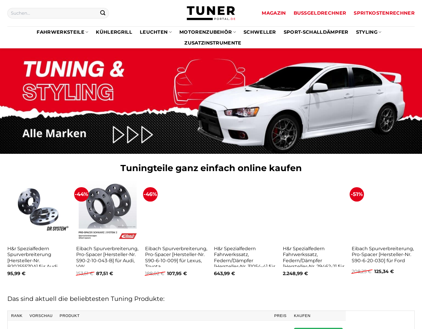 Aktuelle Website-Vorschau von Autotuning