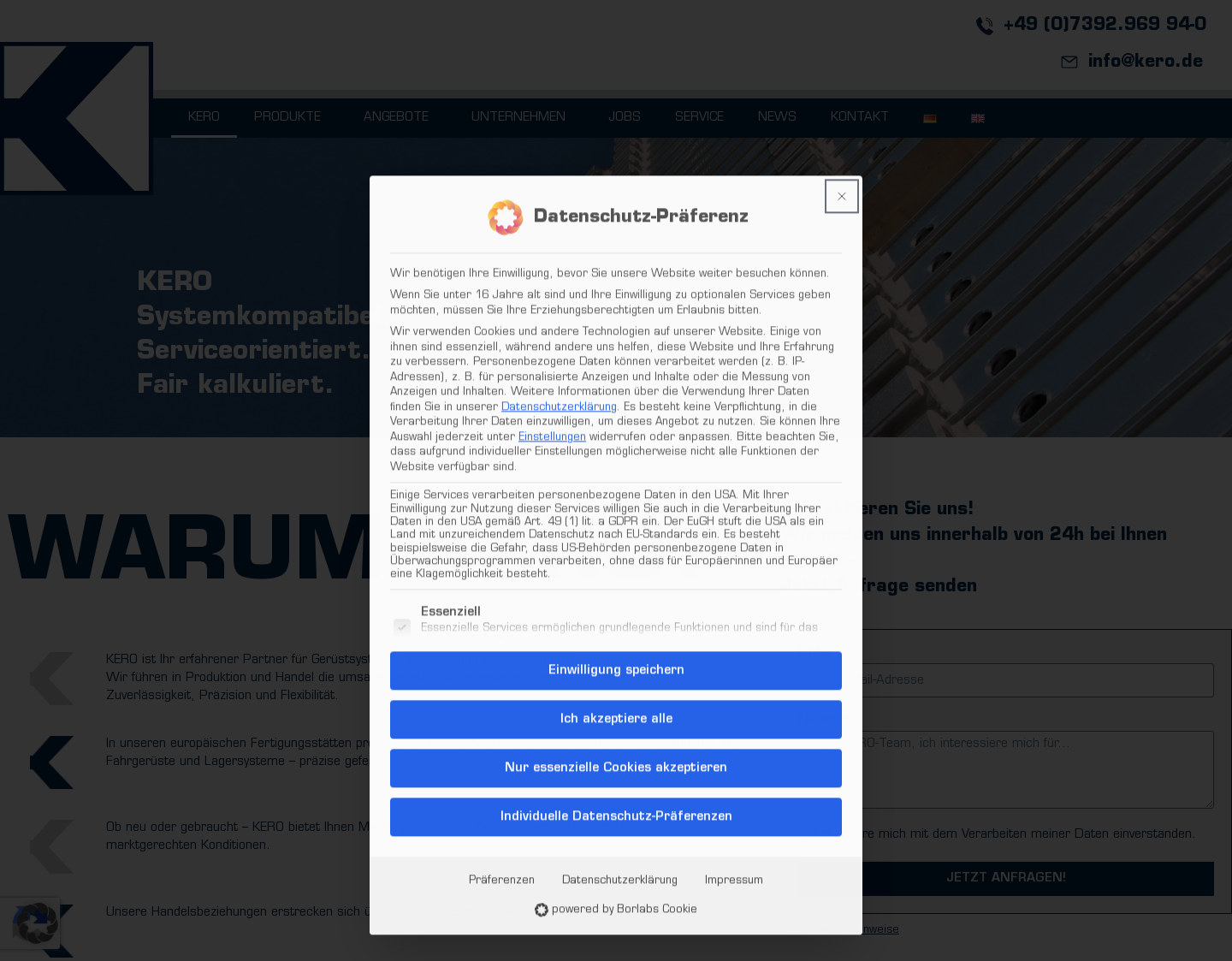 Aktuelle Website-Vorschau von KERO GmbH + Co.KG