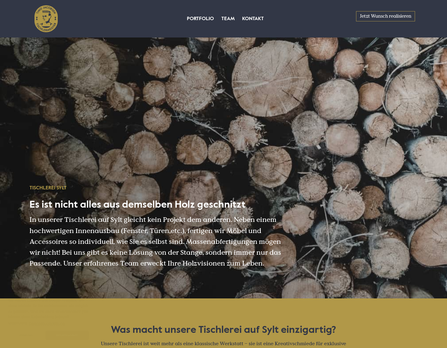 Aktuelle Website-Vorschau von Tischlerei Timo Jacobsen
