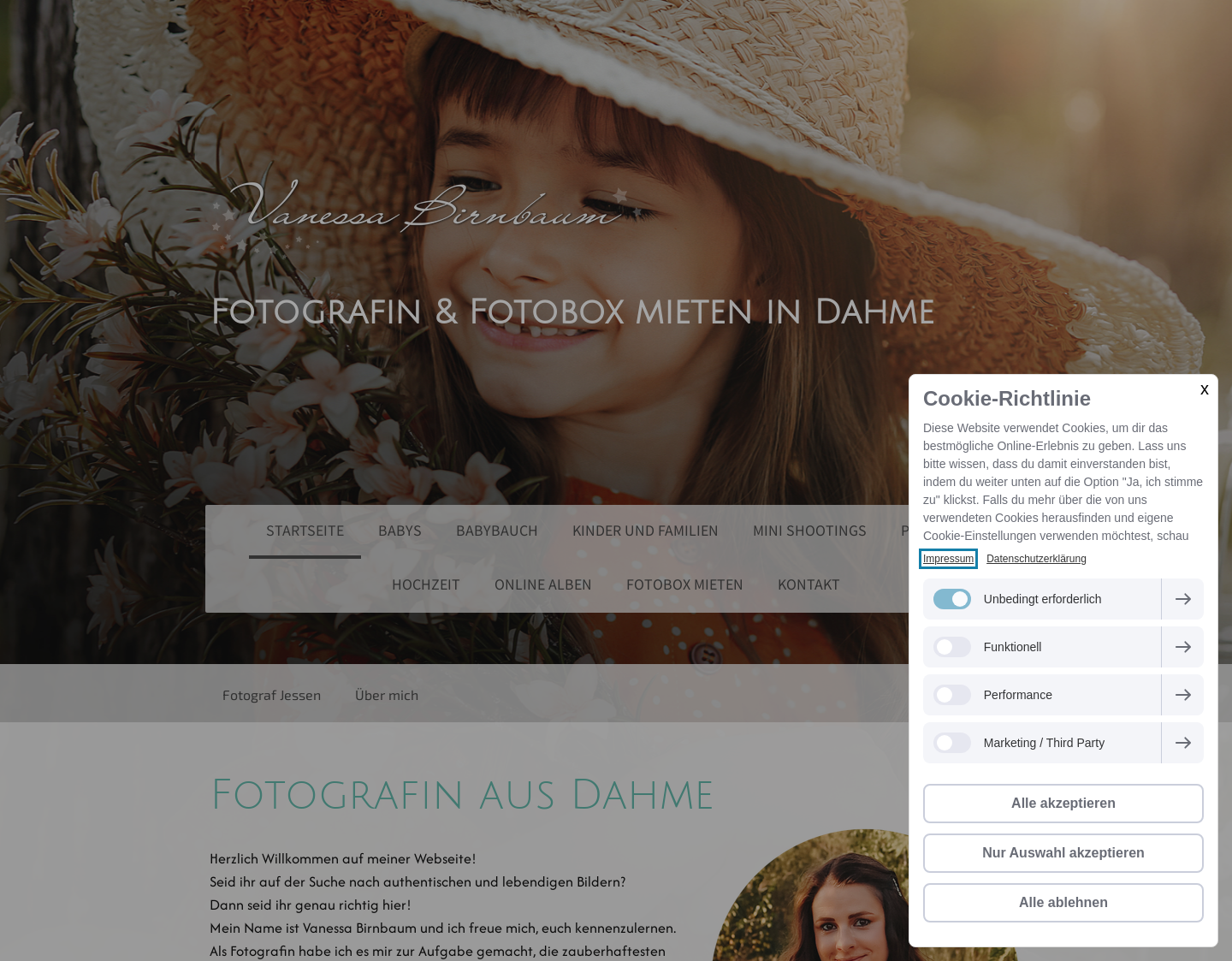 Aktuelle Website-Vorschau von Vanessa Birnbaum Fotograf & Fotobox mieten