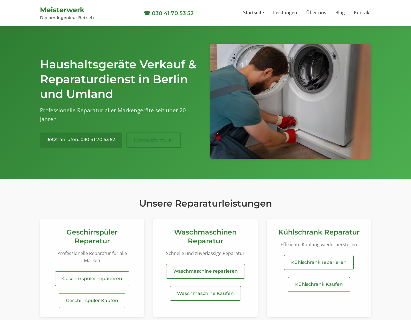 Aktuelle Website-Vorschau von Meisterwerk Reparaturdienst