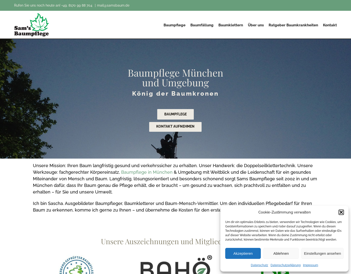 Aktuelle Website-Vorschau von Sam´s Baumpflege GmbH