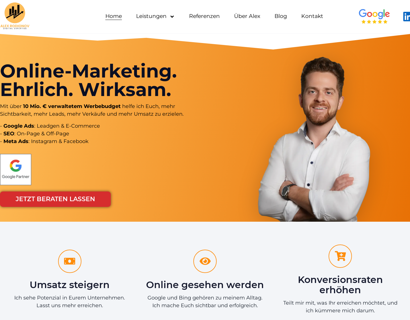 Aktuelle Website-Vorschau von Alex Rodionov Beratung