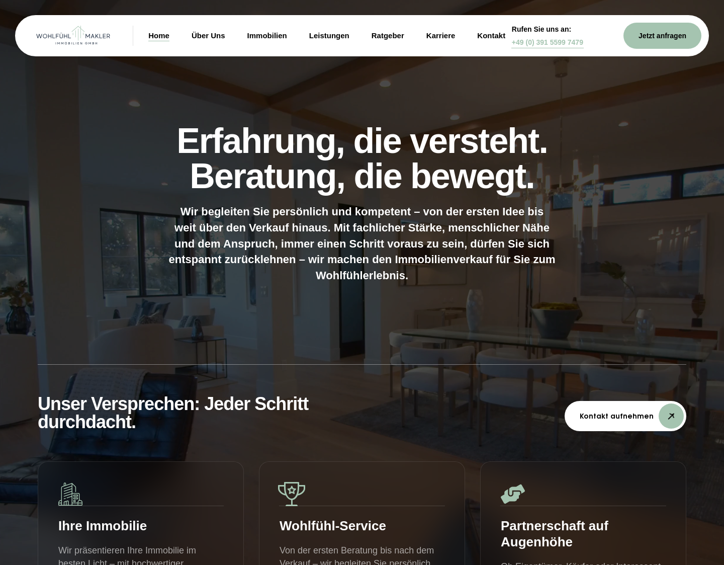 Aktuelle Website-Vorschau von Wohlfühlmakler Immobilien GmbH