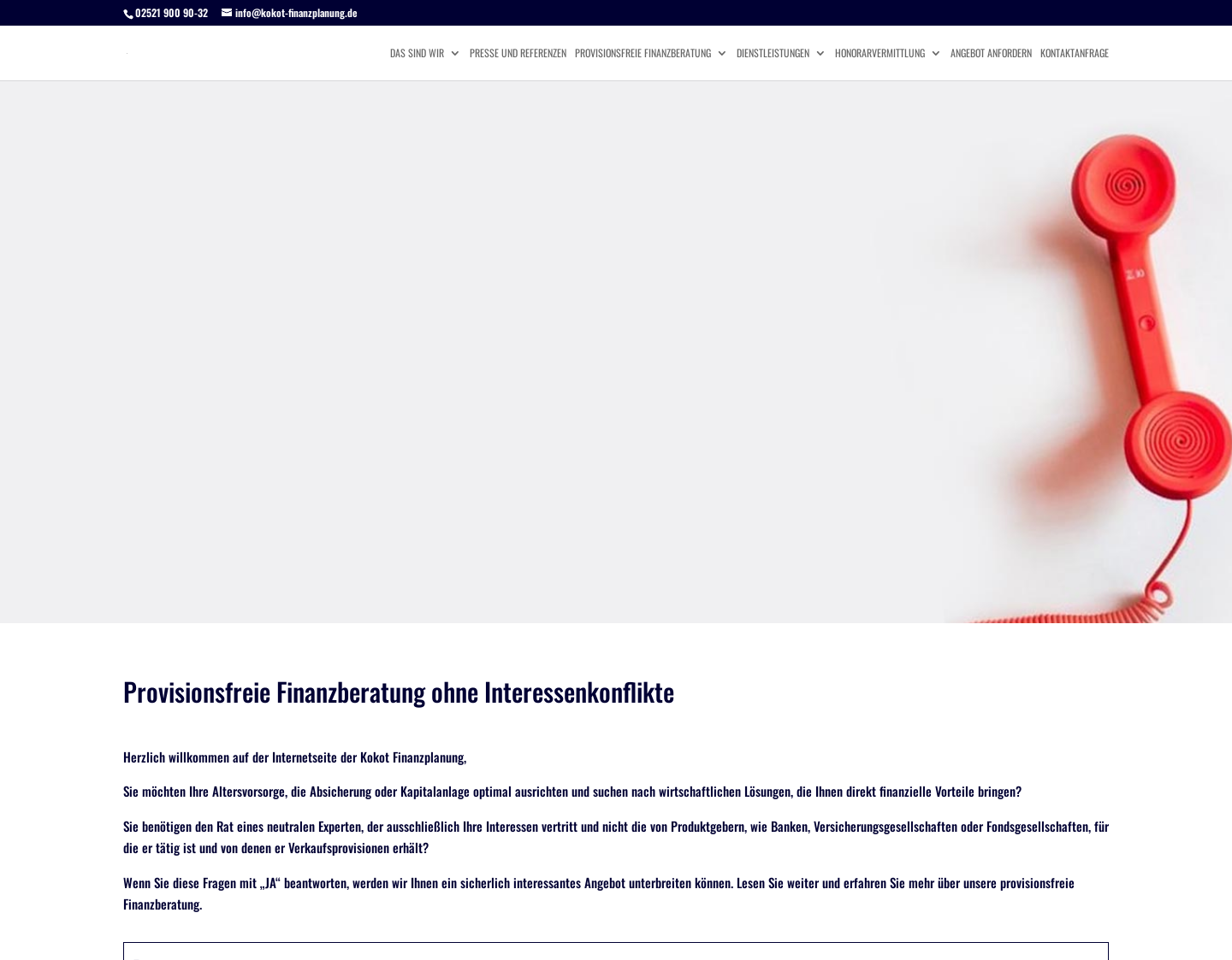 Aktuelle Website-Vorschau von Honorarberatung für Ihre Finanzen