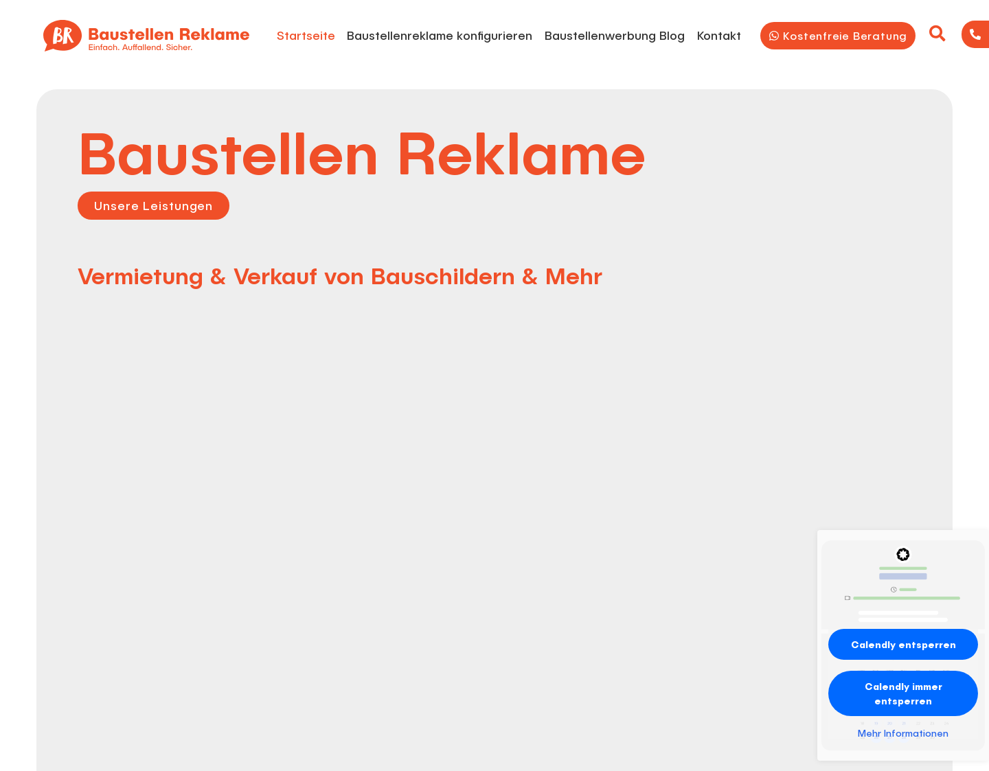 Aktuelle Website-Vorschau von BauCon Miet & Service GmbH: Baustellen-Reklame