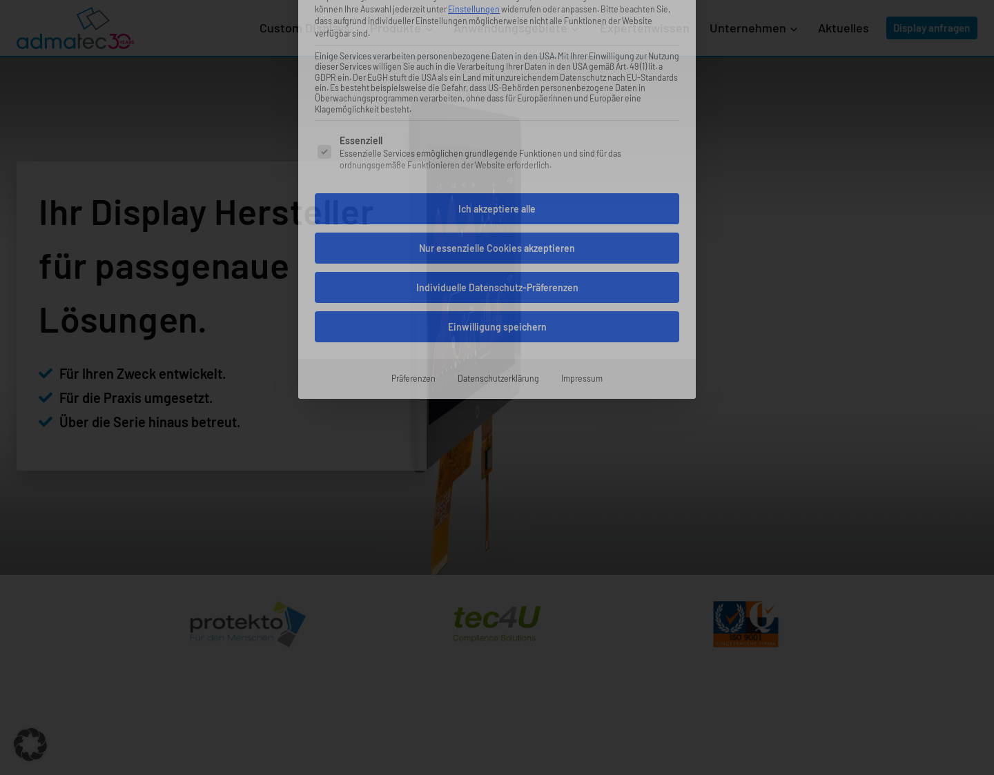 Aktuelle Website-Vorschau von admatec GmbH