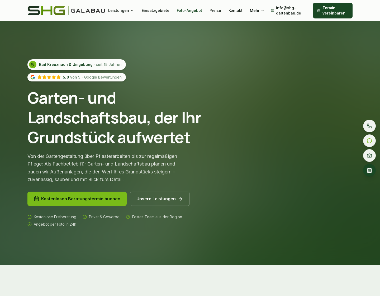 Aktuelle Website-Vorschau von SHG Garten- und Landschaftsbau