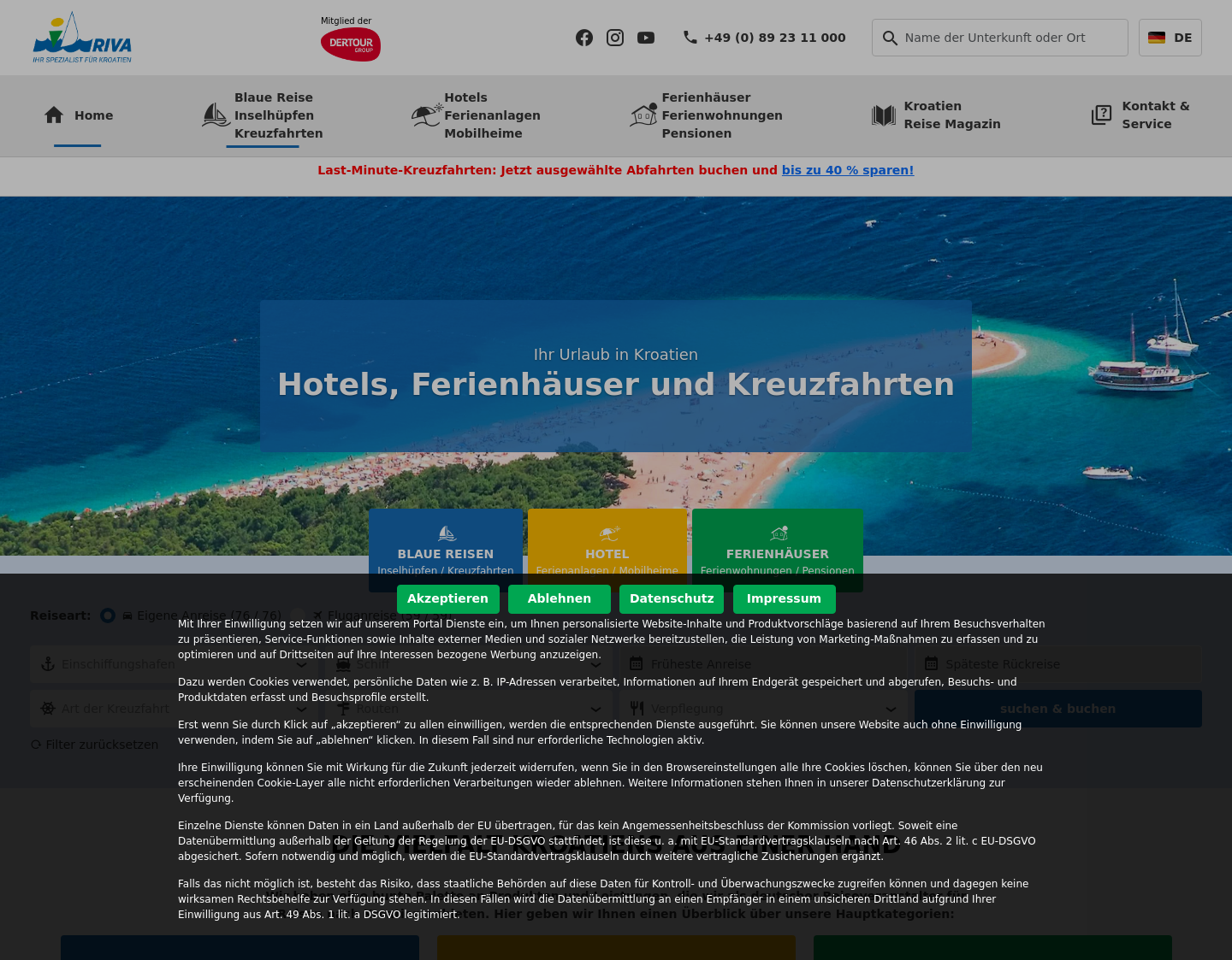 Aktuelle Website-Vorschau von Ferienhaus,Ferienwohnung in Kroatien