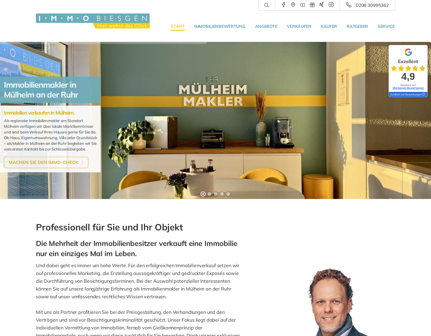 Aktuelle Website-Vorschau von Immo Biesgen GmbH