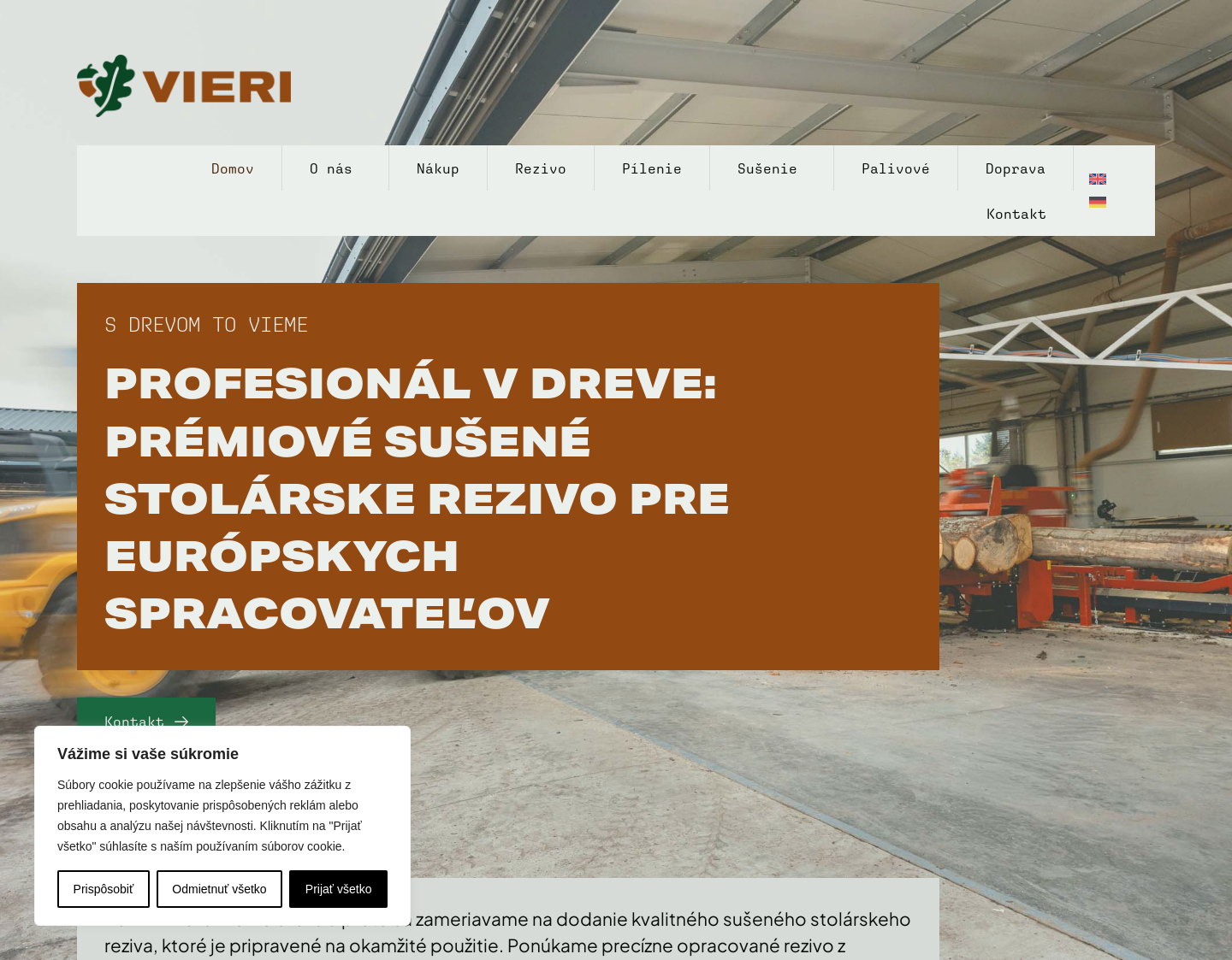 Aktuelle Website-Vorschau von VIERI - getrocknetes Tischlerschnittholz