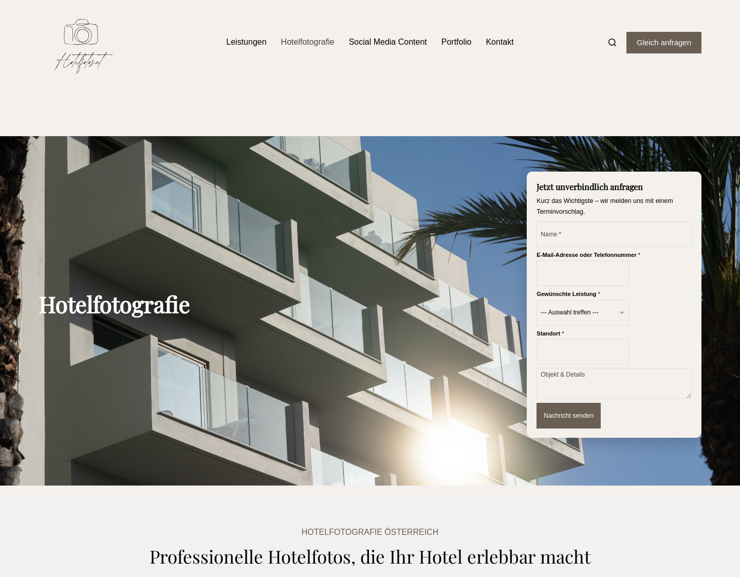 Aktuelle Website-Vorschau von Hotelfotos.at