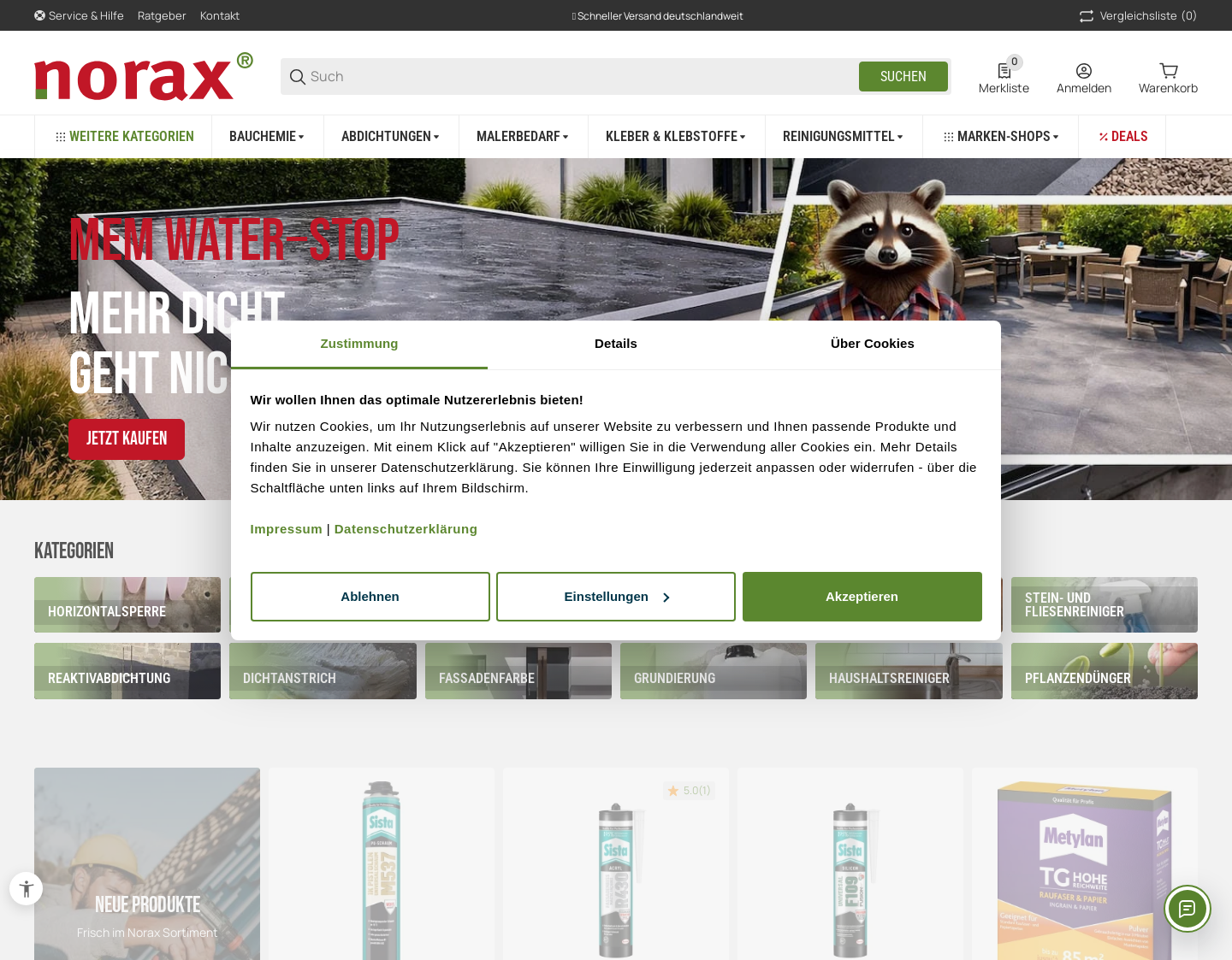 Aktuelle Website-Vorschau von Norax – der Onlineshop für Vertreibungsmittel