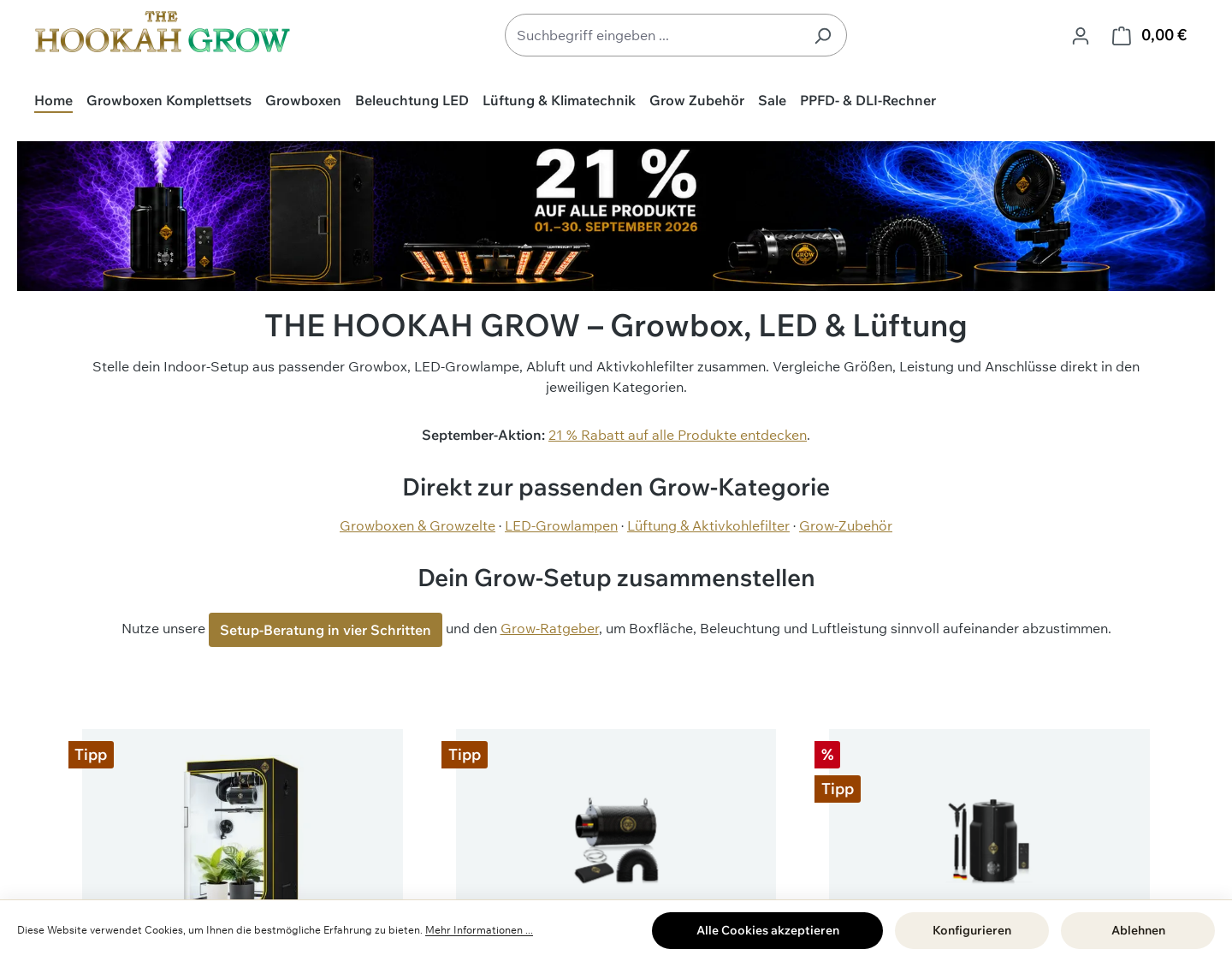 Aktuelle Website-Vorschau von THE HOOKAH GROW – Growshop online