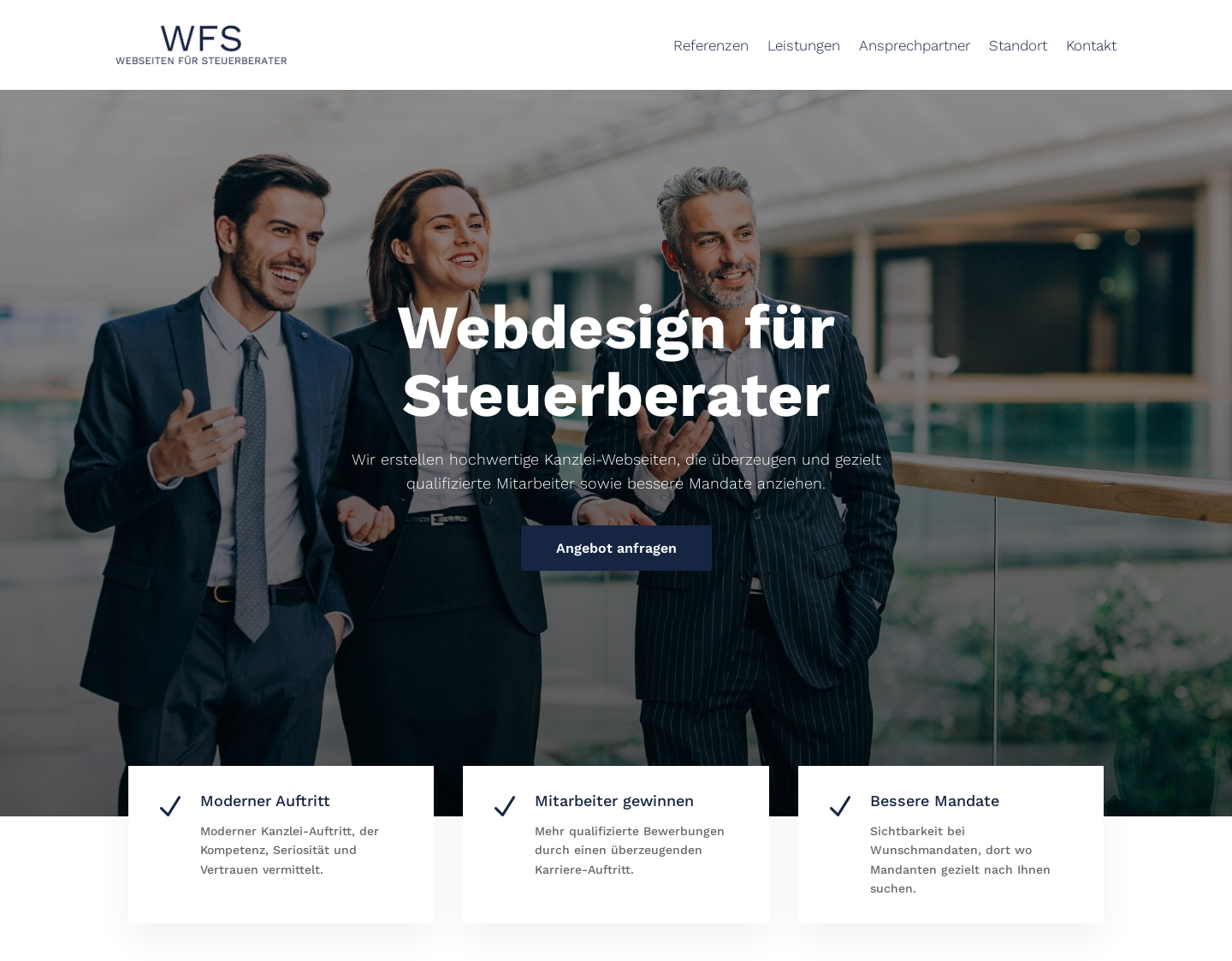 Aktuelle Website-Vorschau von WFS - Webseiten für Steuerberater