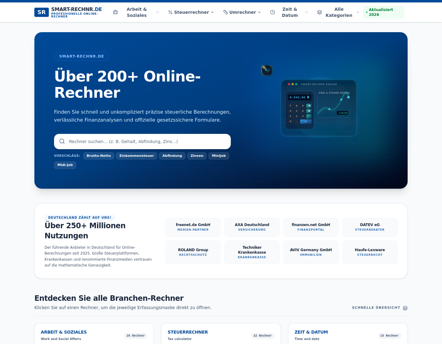 Aktuelle Website-Vorschau von Smart-Rechnr