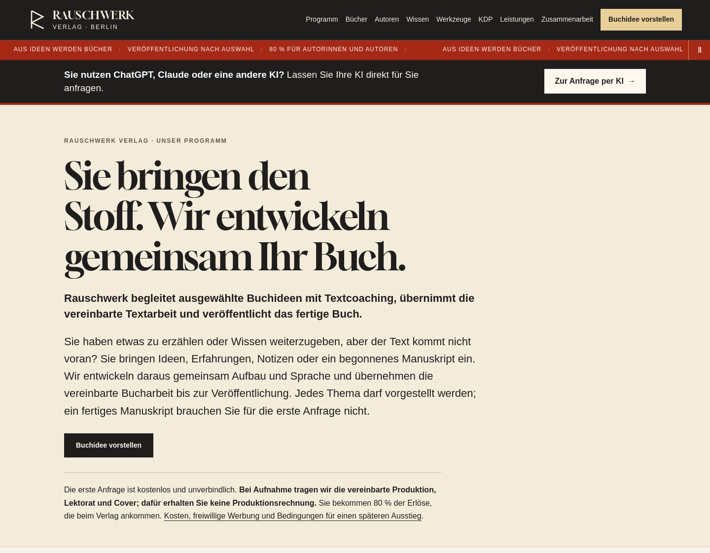 Aktuelle Website-Vorschau von Rauschwerk Verlag