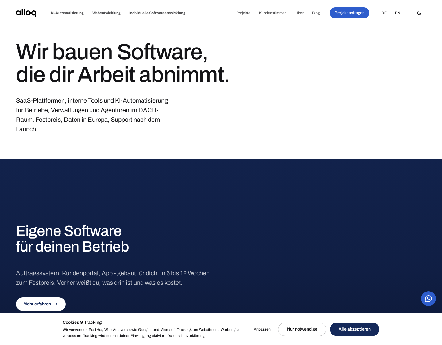Aktuelle Website-Vorschau von ALLOQ Digital - Webagentur für Handwerker-Webseiten aus Tirol