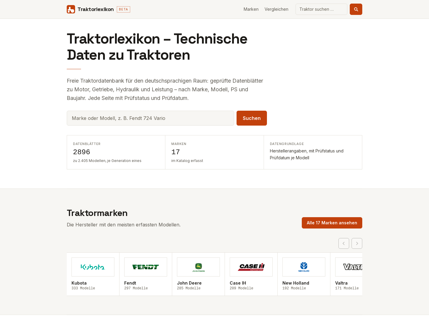 Aktuelle Website-Vorschau von Traktorlexikon