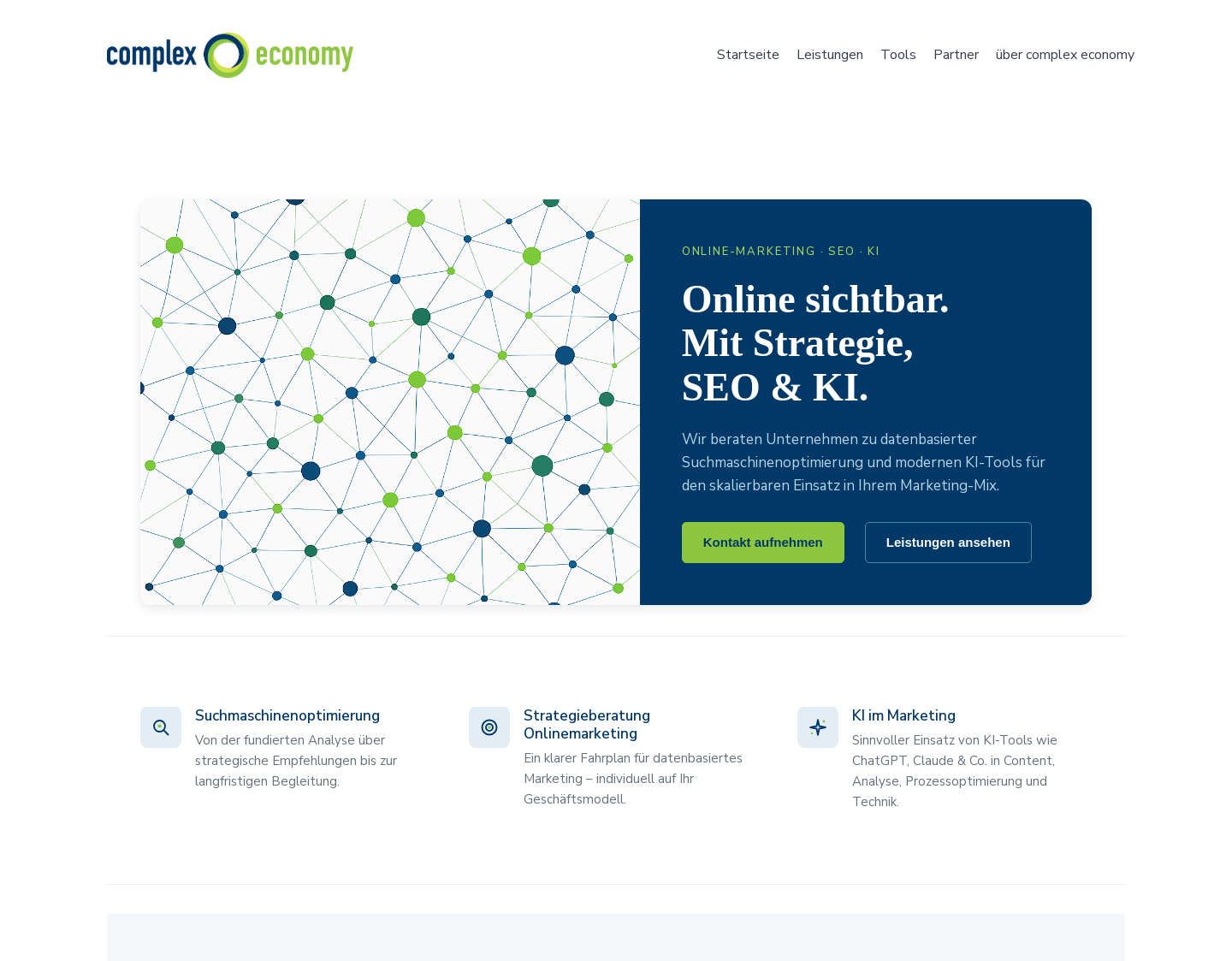 Aktuelle Website-Vorschau von complex economy GmbH